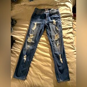 Guess Ripped Blue Skinny Jeans